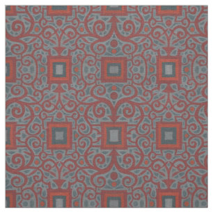Squares & Lace, arabesque patroon, grijze terracot Stof