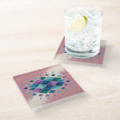 Squares Metallic Roze Glas Onderzetter (Schuin)