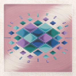 Squares Metallic Roze Glas Onderzetter