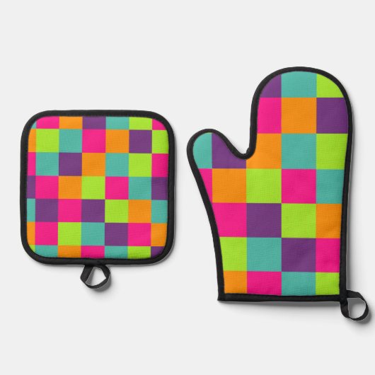 Squares Patroon Ovenwant & Pannenlap Set (Voorkant)