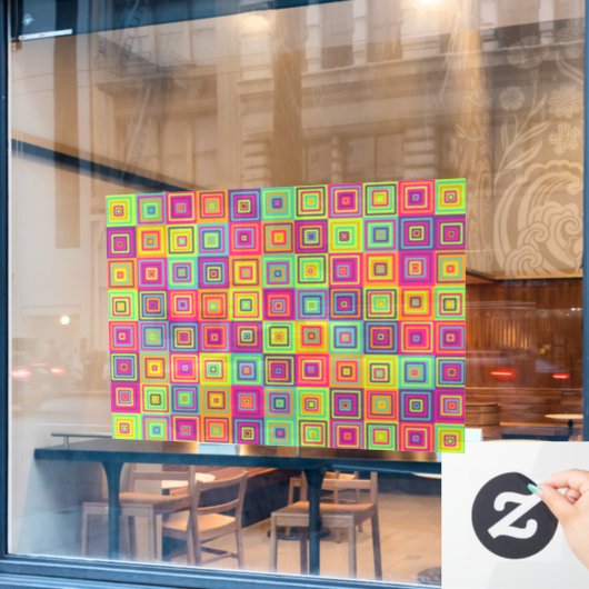 Squares Patroon Raamsticker (Cafe Raam)