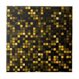 Squares Patroon voor Black and Gold 'Meteor Shower Tegeltje