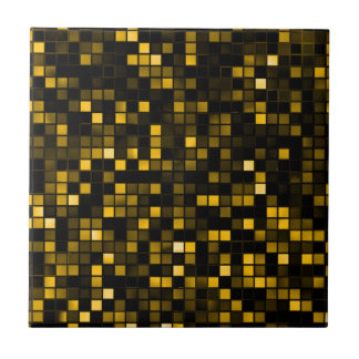 Squares Patroon voor Black and Gold 'Meteor Shower Tegeltje