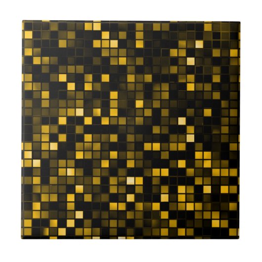 Squares Patroon voor Black and Gold 'Meteor Shower Tegeltje (Voorkant)
