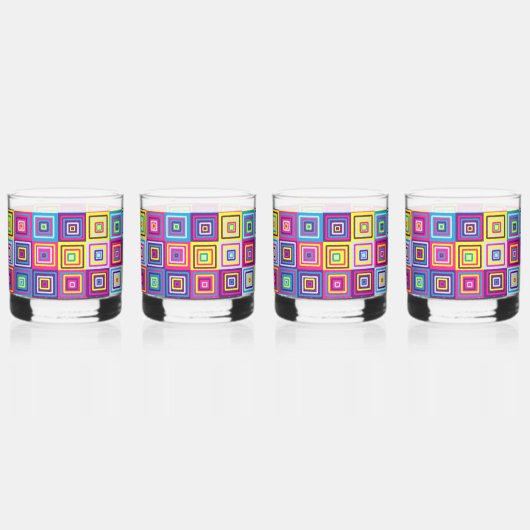 Squares Patroon Whisky Glas (Voorkant)