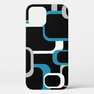 Squares Pattern Retro Blue Grey White Black Case-Mate iPhone Case