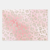 Squares Pink Floral Leopard Pattern Inpakpapier Vel (Voorkant 2)