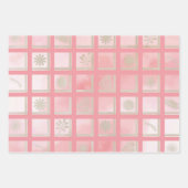Squares Pink Floral Leopard Pattern Inpakpapier Vel (Voorkant)