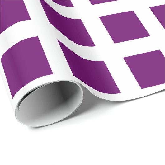 Squares - Plum on White Cadeaupapier (Rol Hoek)