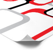 Squares Retro Pattern Black Grey Red White Poster (Hoek)