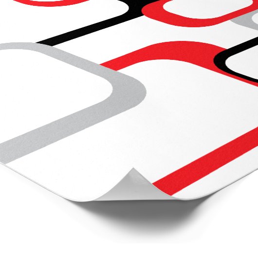 Squares Retro Pattern Black Grey Red White Poster (Hoek)