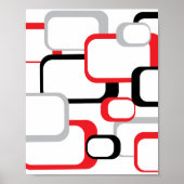 Squares Retro Pattern Black Grey Red White Poster (Voorkant)