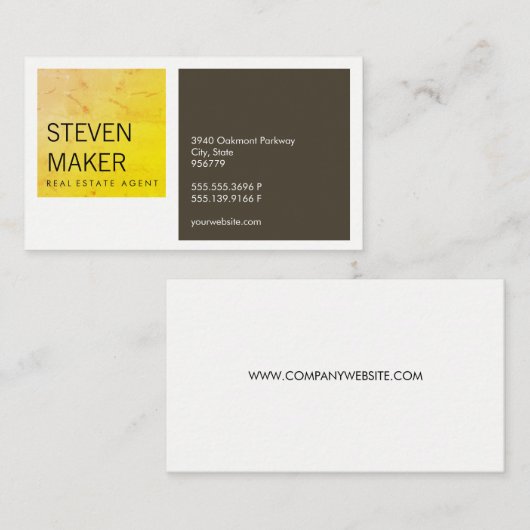 Squares Simple / Grungy Geel / Bruin Visitekaartje (Voorkant / Achterkant)