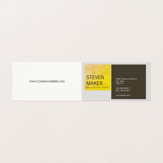 Squares Simple / Grungy Geel / Bruin Visitekaartje (Buitenkant ongevouwen)