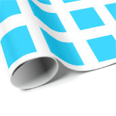 Squares - Sky Blue op White Cadeaupapier (Rol Hoek)