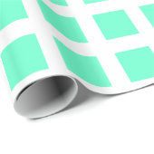 Squares - Turquoise op White Cadeaupapier (Rol Hoek)