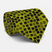 Squares v2 - Zwart op Olive Stropdas (Opgerold)