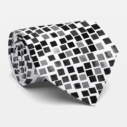 Squares v2 - Zwart op wit Stropdas (Opgerold)