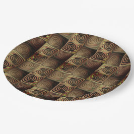 Squares with round shapes simulating wooded relief papieren bordje