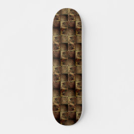 Squares with round shapes simulating wooded relief persoonlijk skateboard
