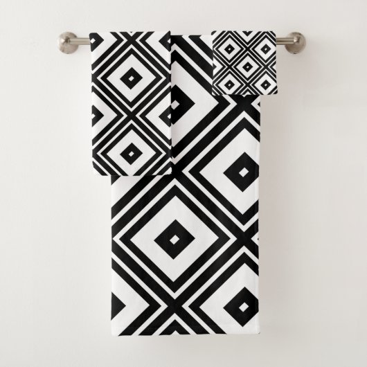 SquaresTowel, zwart-wit Bad Handdoek (Insitu)