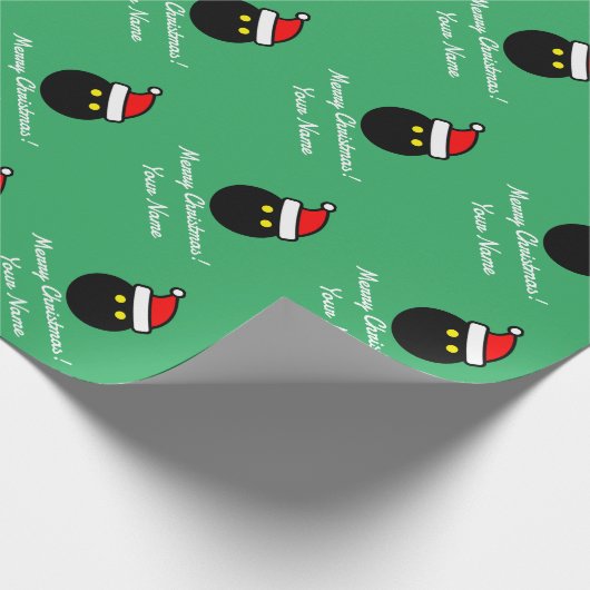 Squash bal met kerstmuts grappige kerst cadeaupapier (Hoek)