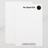 Squash club briefpapier met gele stippen bal logo  (Voorkant / Achterkant)