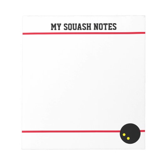 Squash court notitieblok met dubbelgele stip ball (Voorkant)
