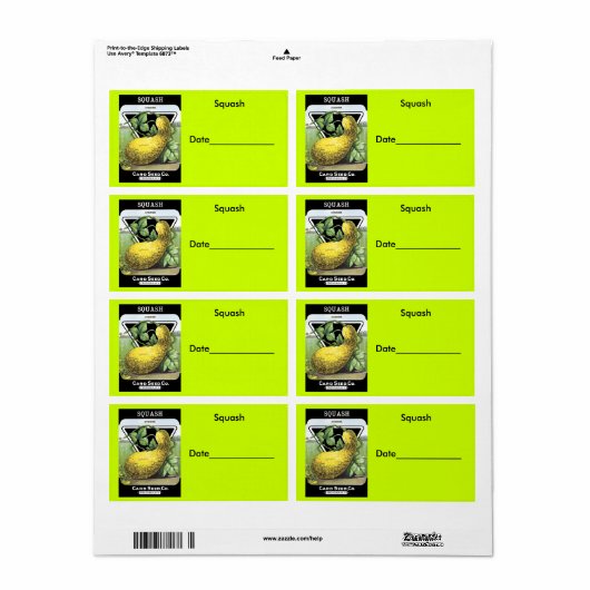 Squash Inblikken/Bevriezing Labels (Full Sheet)