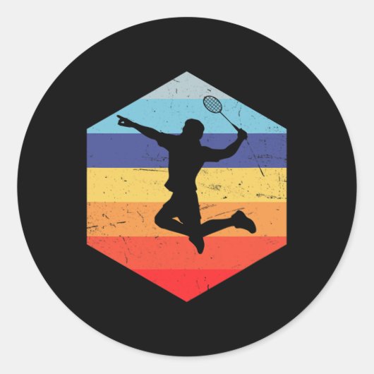 Squash Mannen Badminton Player Ronde Sticker (Voorkant)