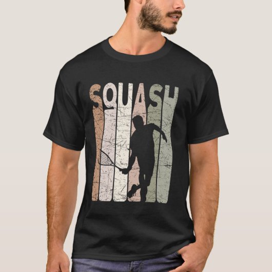 Squash Oude Squash Speler Retro Squash Liefhebber T-shirt (Voorkant)