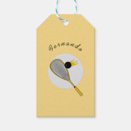 Squash Player Coach Racket & Ball Kinder Name Cadeaulabel