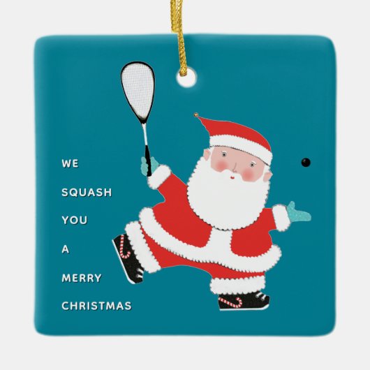 Squash Player Holiday Cadeaus Keramisch Ornament (Voorkant)