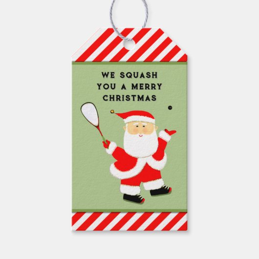 Squash Speler Kerstmis Cadeaulabel (Voorkant)