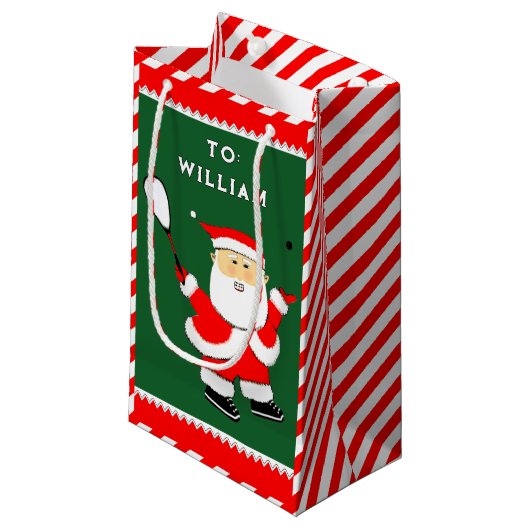 Squash Speler Kerstmis Klein Cadeauzakje (Voorkant Gekanteld)