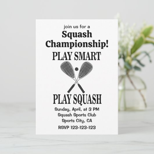 Squash Sportspeler Team Play Squash Kaart (Staand voorkant)