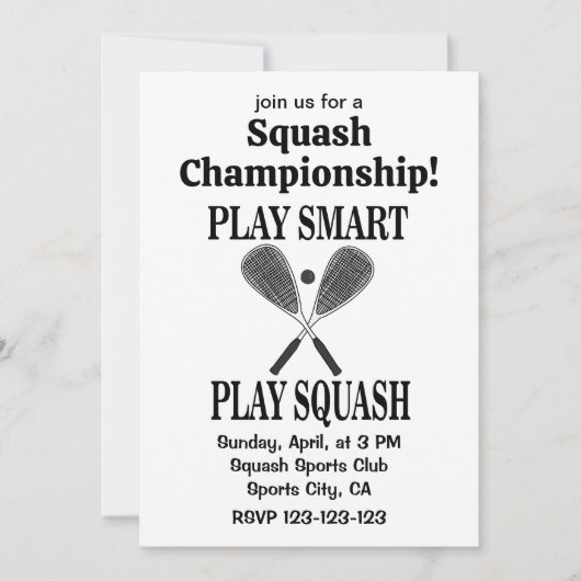 Squash Sportspeler Team Speelt Squash Kaart (Voorkant)