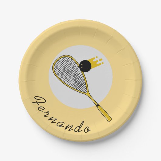 Squash Theme Player of Coach Verjaardagsfeest Papieren Bordje (Voorkant)