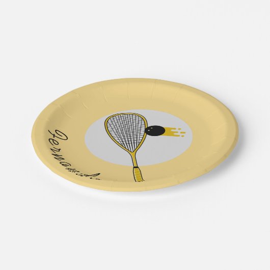 Squash Theme Player of Coach Verjaardagsfeest Papieren Bordje (Gekanteld)