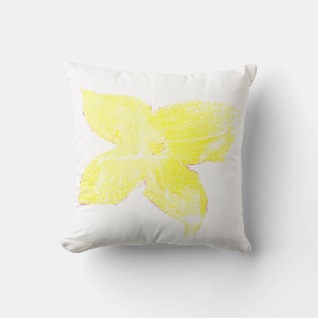 Squash Yellow Flower Sketch Cushion Sierkussen (Voorkant)