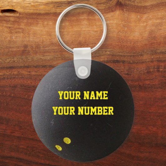 Squashball Sleutelhanger ID Label JOUW NAAM & numm (Voorkant)