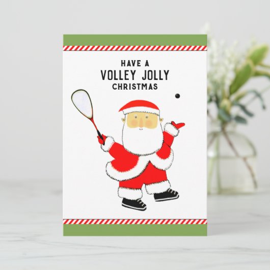 squashspeler vakantiepas feestdagenkaart (Staand voorkant)