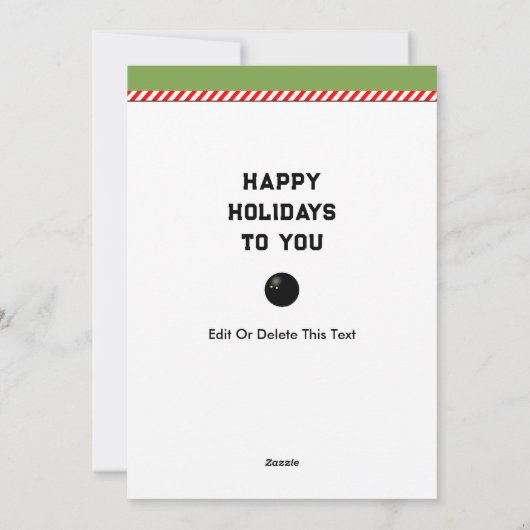 squashspeler vakantiepas feestdagenkaart (Achterkant)