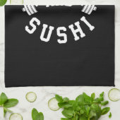 Squat and Sushi - Carbs and Leg Day - Funny Gym Theedoek (Gevouwen)