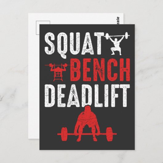 Squat Bench Deadlift Gym Workout Briefkaart (Voorkant / Achterkant)