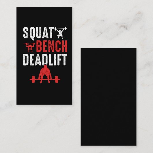 Squat Bench Deadlift Gym Workout Visitekaartje (Voorkant / Achterkant)