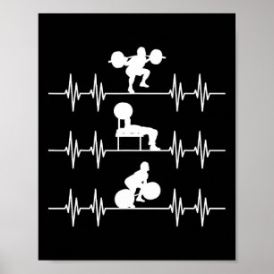 Squat Bench Deadlift hartslag Krafielen Poster
