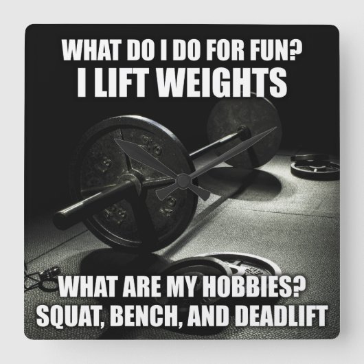Squat, Bench, Deadlift - Motivatie krachtig Vierkante Klok (Voorkant)