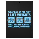 Squat, Bench Press, Deadlift - Hobbies - Kawaii Klembord (Achterkant)