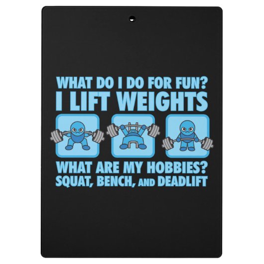 Squat, Bench Press, Deadlift - Hobbies - Kawaii Klembord (Achterkant)